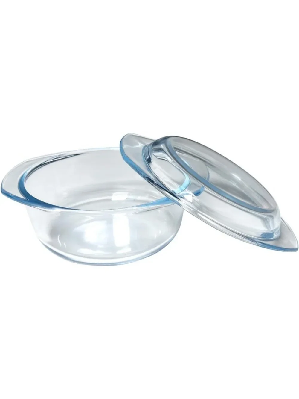 Mini 1-QT Round Glass Casserole Dish with Lid - Tempered Clear Bowl for Baking